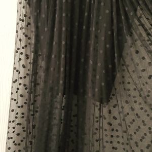 Torrid black miniskirt with sheer black polka-dotted outer layer maxi skirt